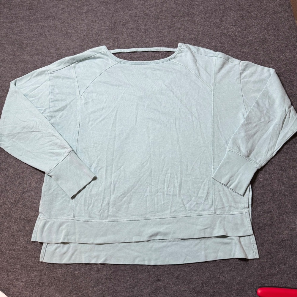 Sweaty Betty London Mint Blue French Terry Sweatshirt Back Strap Oversized Large